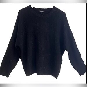 DKNY Sparkle Women’s Sweater Black Sequin Size Large Crewneck Dolman